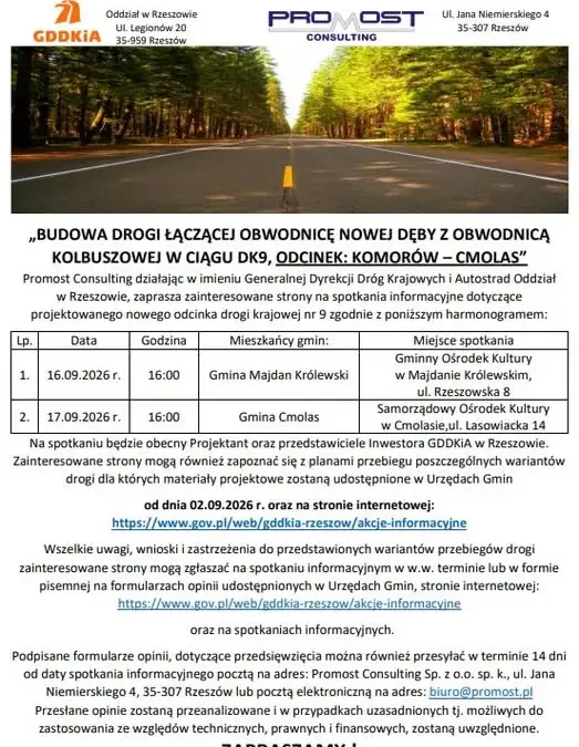 Obwodnica Cmolasu: konsultacje społeczne i spotkanie informacyjne 17 września