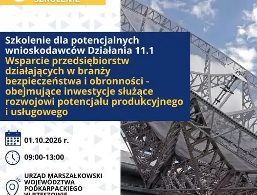 Bezpłatne szkolenie dla przedsiębiorców z branży obronnej w Rzeszowie