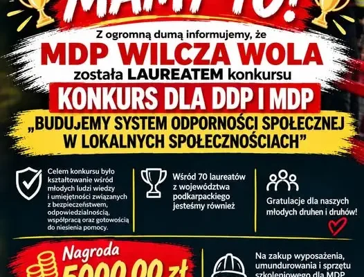 MDP Wilcza Wola z nagrodą 5 000 zł na rozwój drużyny