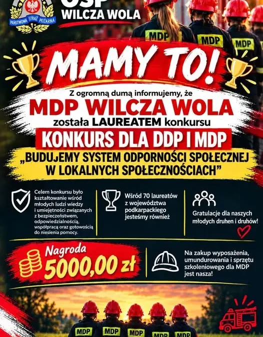 MDP Wilcza Wola z nagrodą 5 000 zł na rozwój drużyny