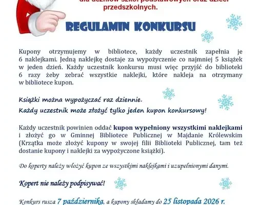 Bajkowy Maraton z Mikołajem – konkurs czytelniczy dla dzieci z gminy Majdan Królewski