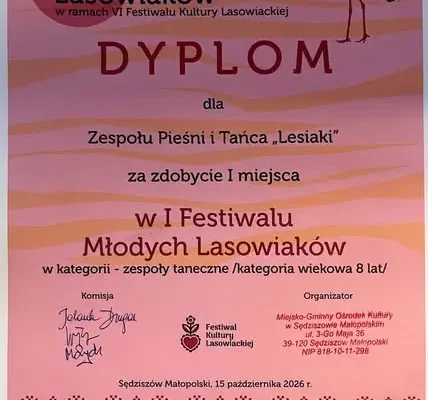 Lesiaki z pierwszym miejscem na Festiwalu Młodych Lasowiaków
