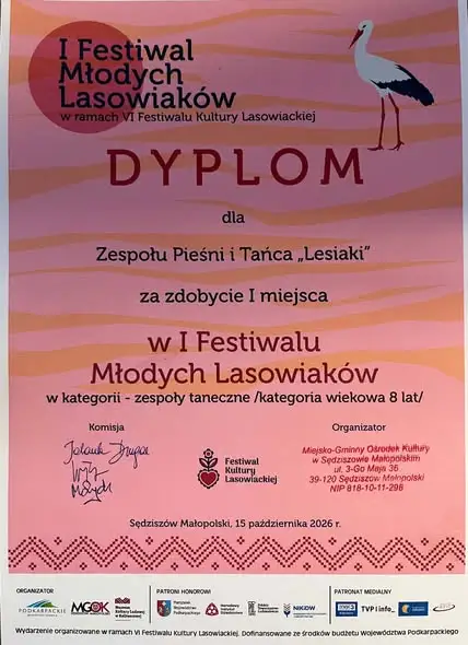 Lesiaki z pierwszym miejscem na Festiwalu Młodych Lasowiaków