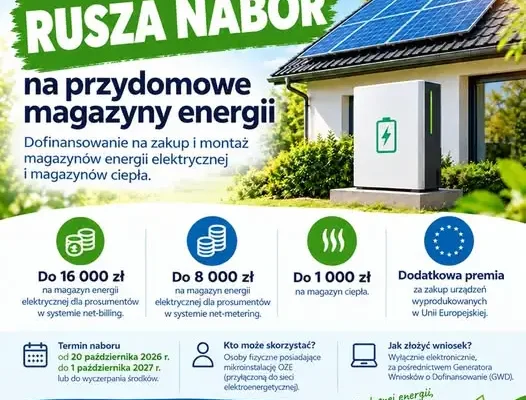 Gmina Ranizów: rusza nabór wniosków na przydomowe magazyny energii