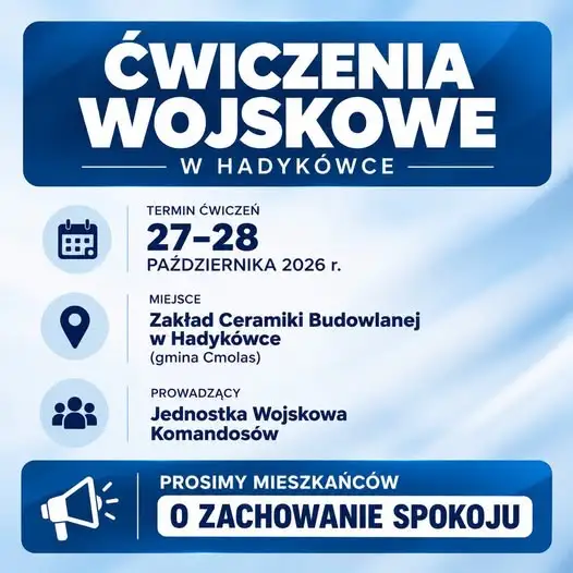 Ćwiczenia wojskowe w Hadykówce – hałas i pozorowana broń w Zakładzie Ceramiki Budowlanej