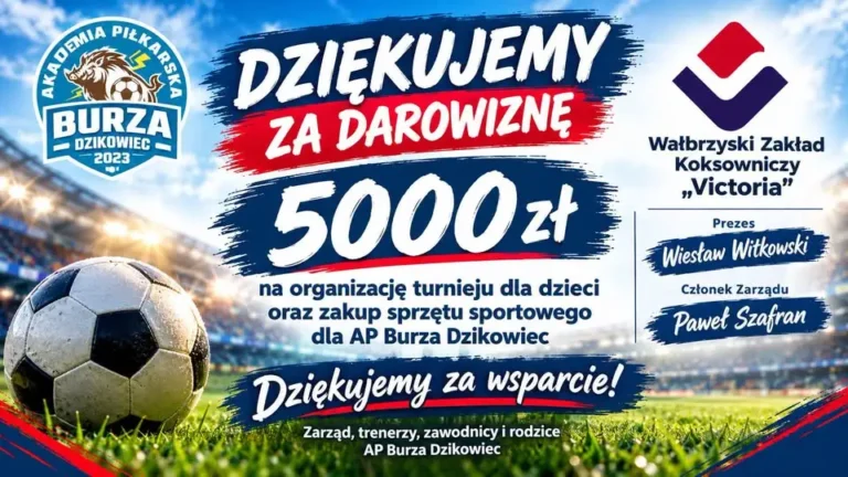 Wałbrzyskie Zakłady Koksownicze „Victoria” wsparły Akademię Piłkarską Burza Dzikowiec
