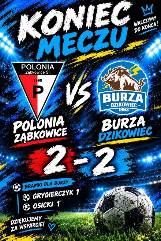 Burza Ząbkowice remisuje 2:2. Debiut Osickiego z bramką