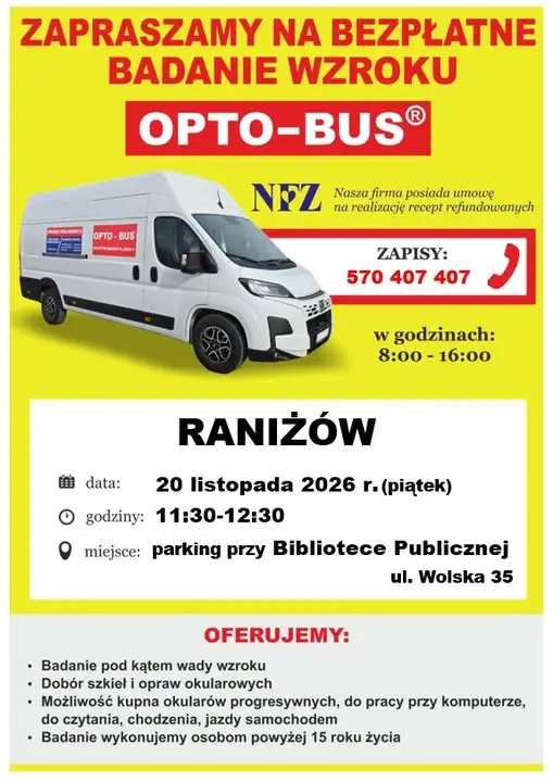 Bezpłatne badanie wzroku w Raniżowie – 20 listopada 2026