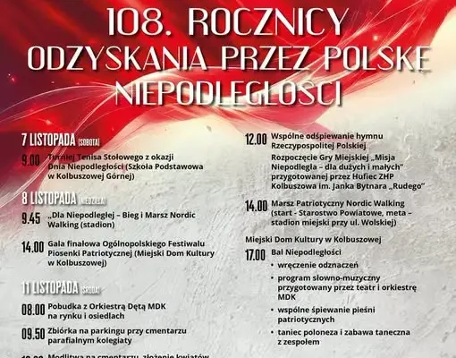 Kolbuszowa świętuje 108. rocznicę odzyskania niepodległości – program obchodów
