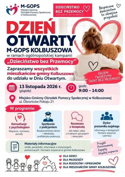 Kolbuszowa włącza się w kampanię „Dzieciństwo bez Przemocy” – otwarty dzień ze specjalistami